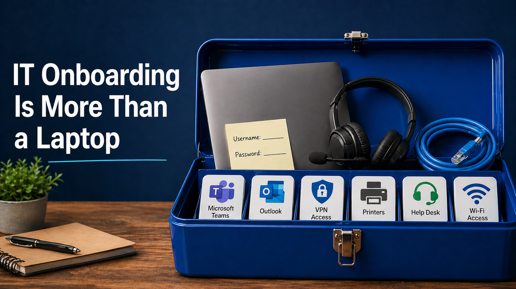 IT onboarding toolbox visual for new user experience optimization